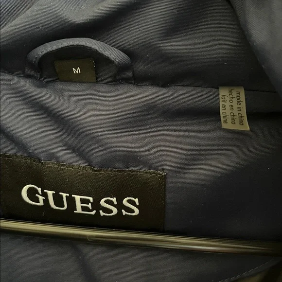 Womens Medium Guess Navy Blue Thick Long Hooded Jacket - Picture 4 of 10